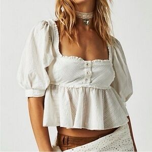 Free People Leave It To Me babydoll top in Ivory Small